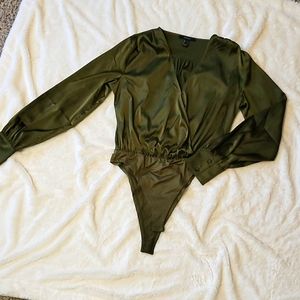 Silk V-neck bodysuit